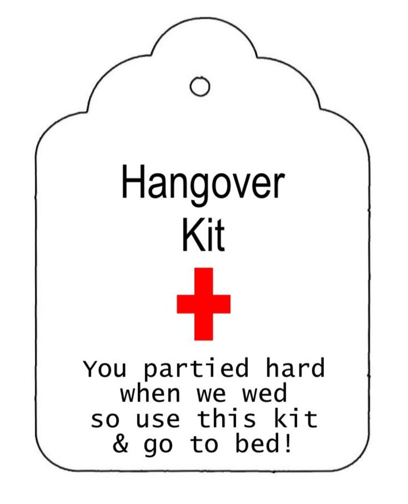 PRINTABLE Simple Hangover Kit Tag with Red Cross Etsy