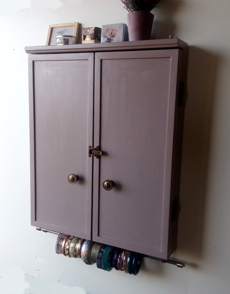 Jewelry Mauve Armoire. jewelry storage.Wooden Etsy