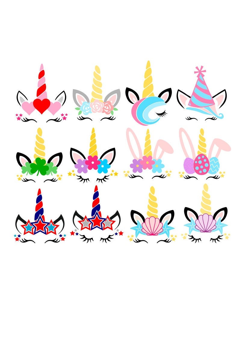 Download Unicorn SVG Bundle 12 Unicorns Easter Unicorn SVG Digital ...