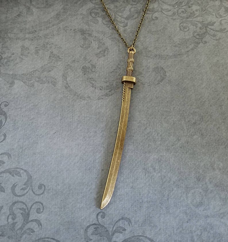 Katana Necklace LARGE Katana Jewelry Samurai Sword Necklace Etsy