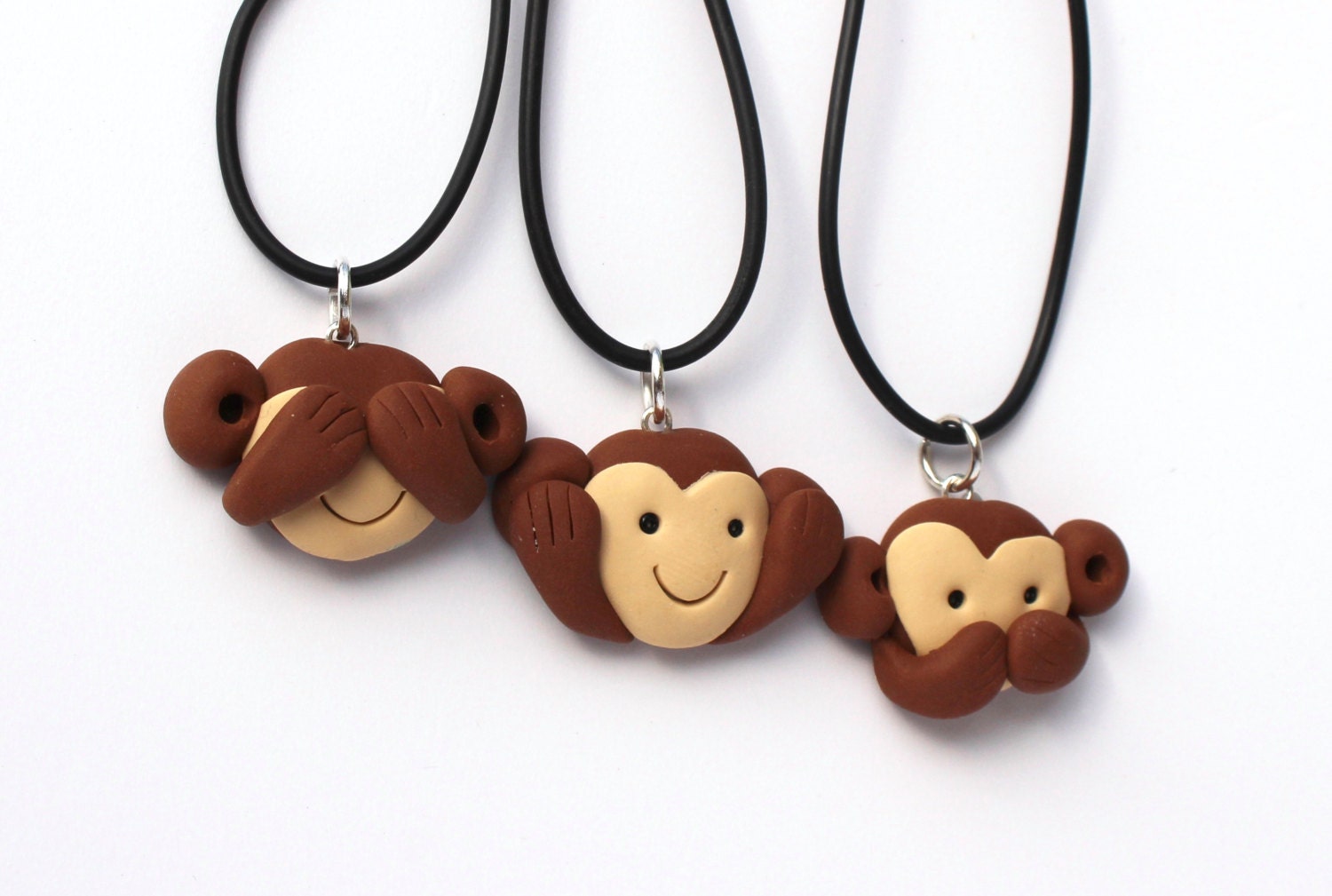 Best friend necklaces 3 bff monkey friendship necklace 3 way Etsy