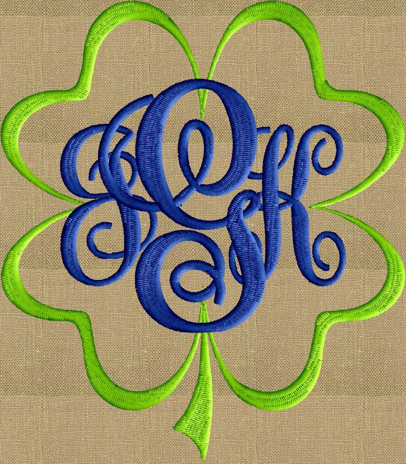 Download Shamrock four leaf clover Font Frame Monogram Embroidery ...