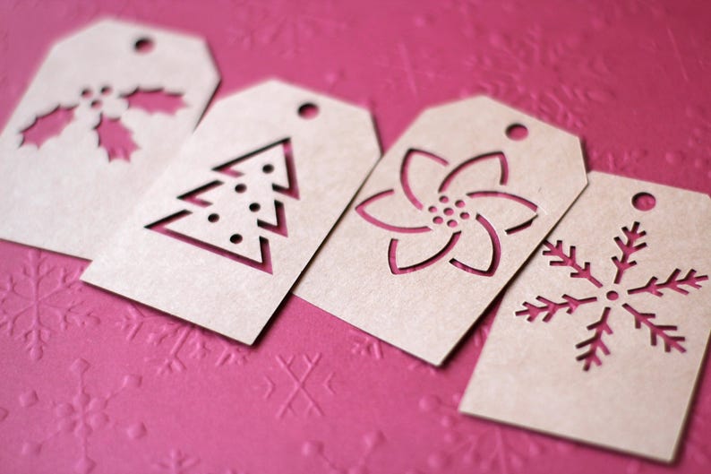 Set of 8 Christmas SVG Gift Tags Christmas Tree Snowflake | Etsy