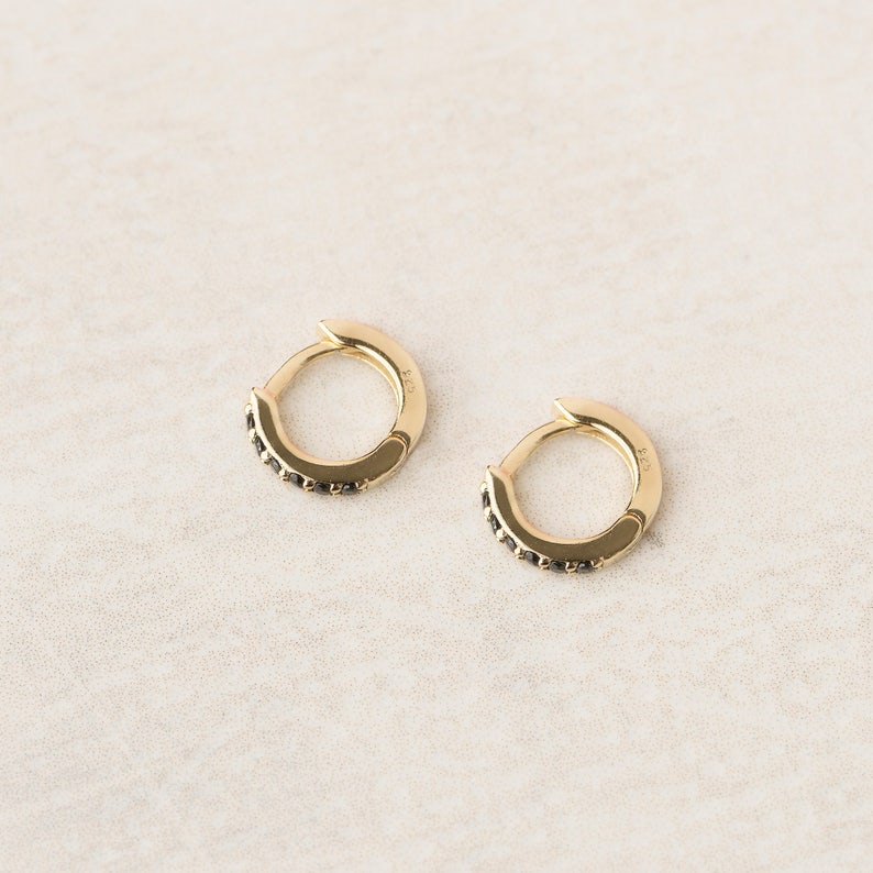 Gold Huggie Earring Tiny Hoop Earring Second Hole Hoop Cz Etsy