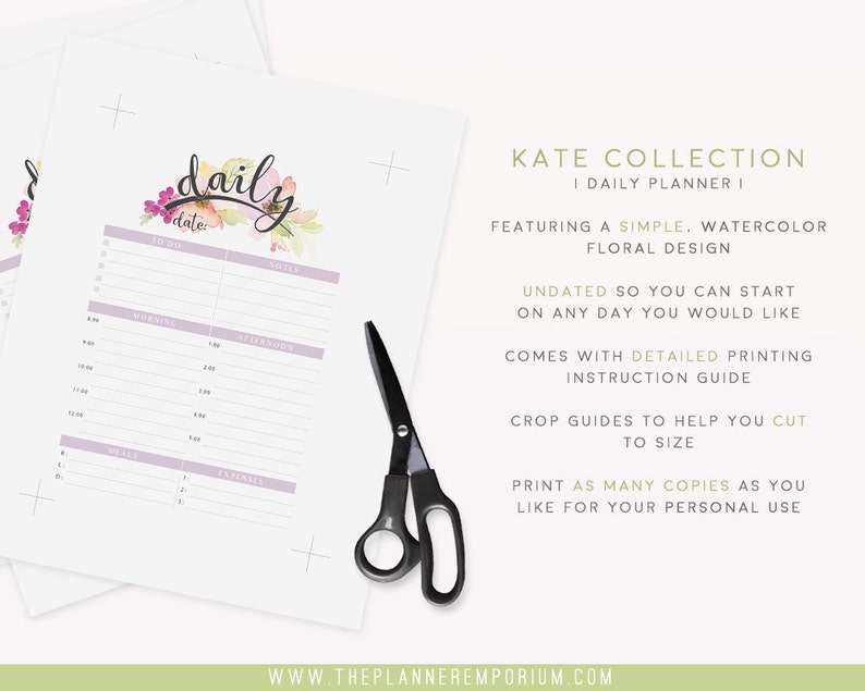 A5 Daily Planner Inserts KATE Collection Fits Kikki K | Etsy