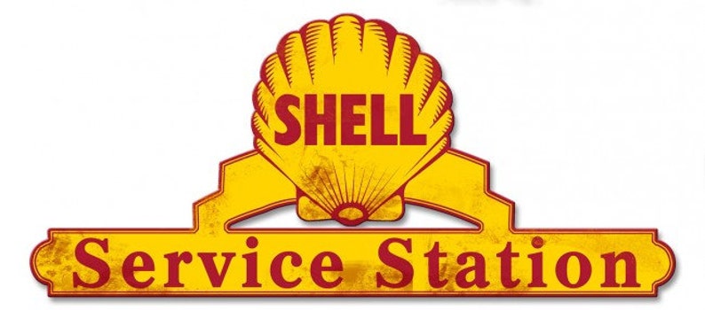 Shell Gas Service Station Grunge Sign 25 x 11 USA Made Powder | Etsy