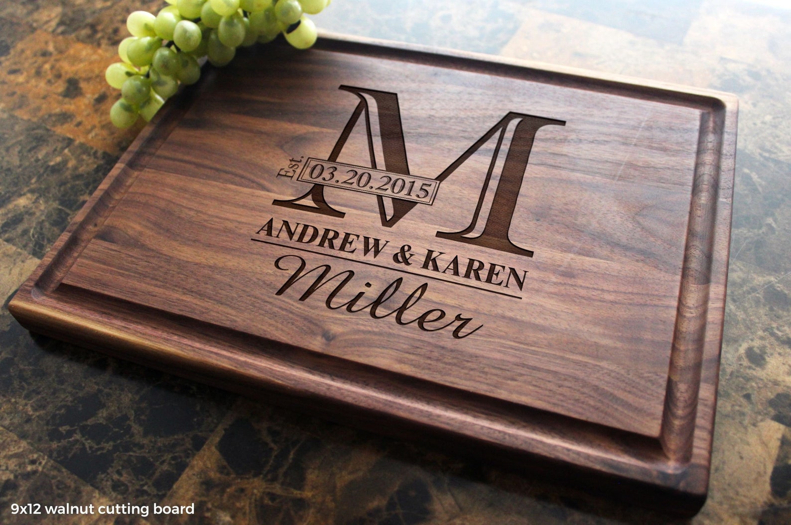 Personalized Monogram Engraved Cutting Board Wedding Etsy 