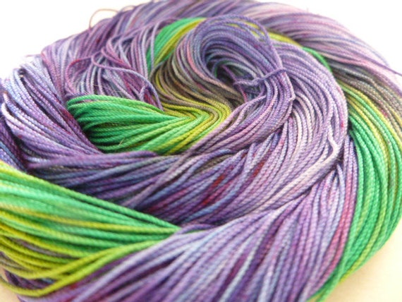 StormyLavander AlenaleaDesign tatting thread lace making,craft thread Purple Green Hand-dyed Cotton Thread tatting crochet,macrame