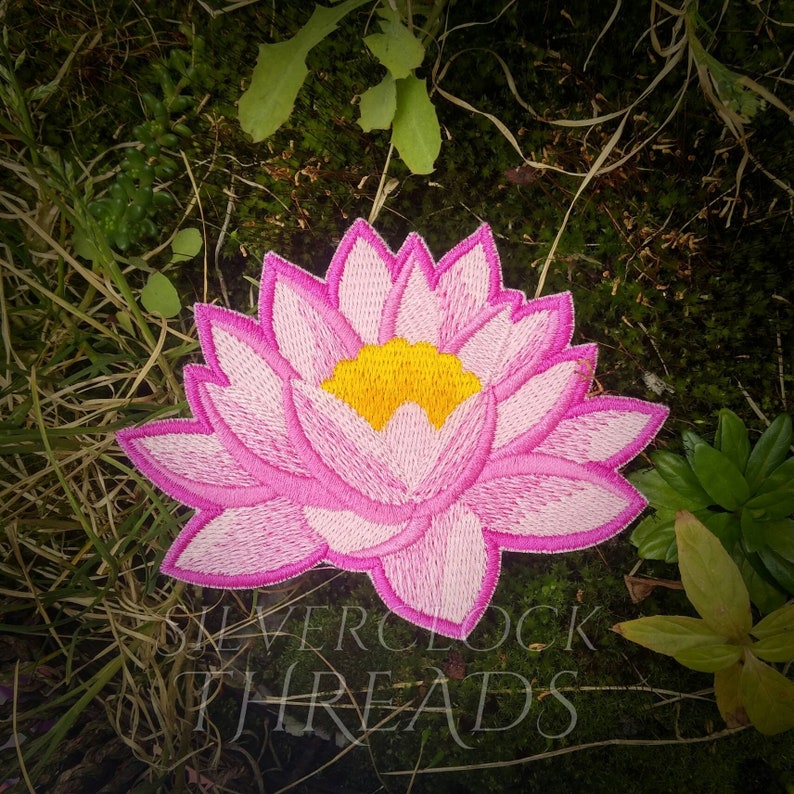 Sewon patch Lotus flower embroidery 10 cm / 4 in Etsy