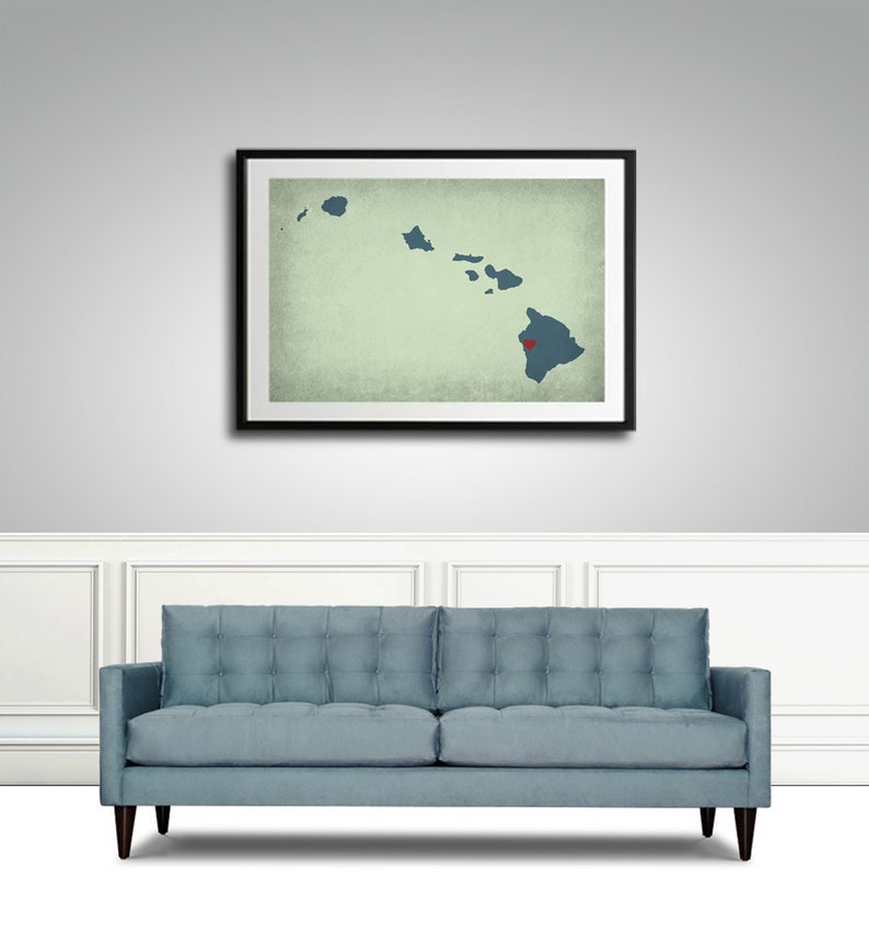 Hawaii map Hawaii wall art Black White Modern Summer | Etsy