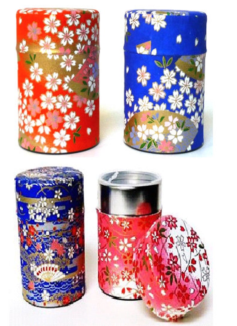 Matcha Tea Storage Container Washi Japanese Paper Design Tin Etsy