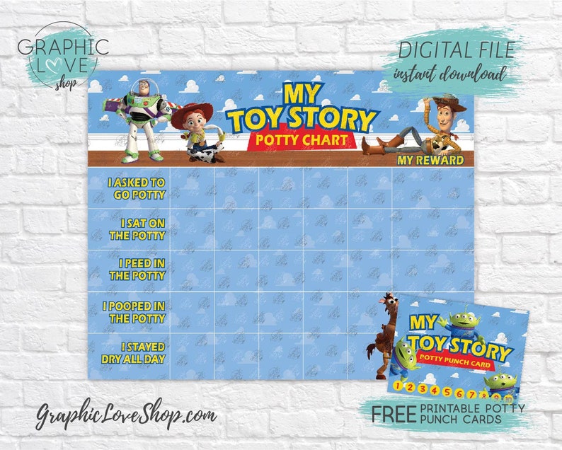 Digital Toy Story Woody Buzz Jessie Potty Chart FREE Punch | Etsy