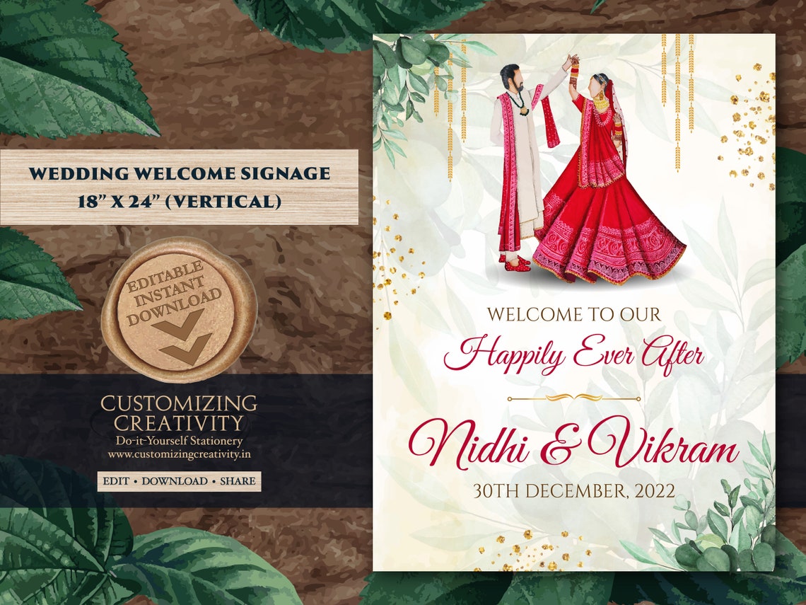 Indian Wedding Welcome Board As Hindu Welcome Signage Hindu Etsy 4582