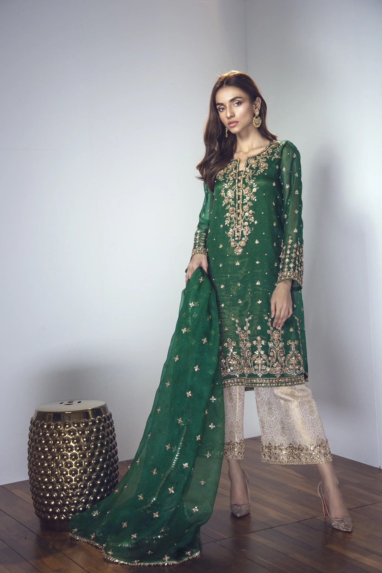 olive green mehndi dress