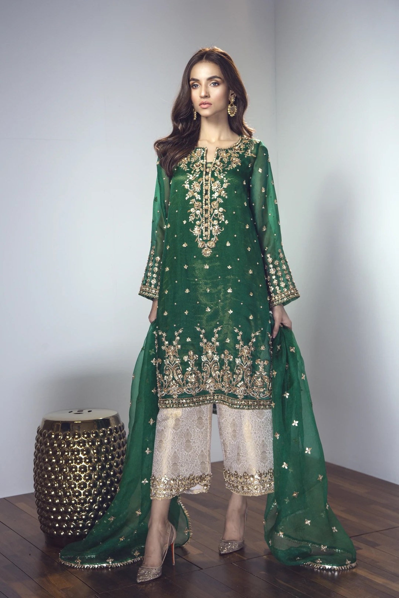 olive green mehndi dress