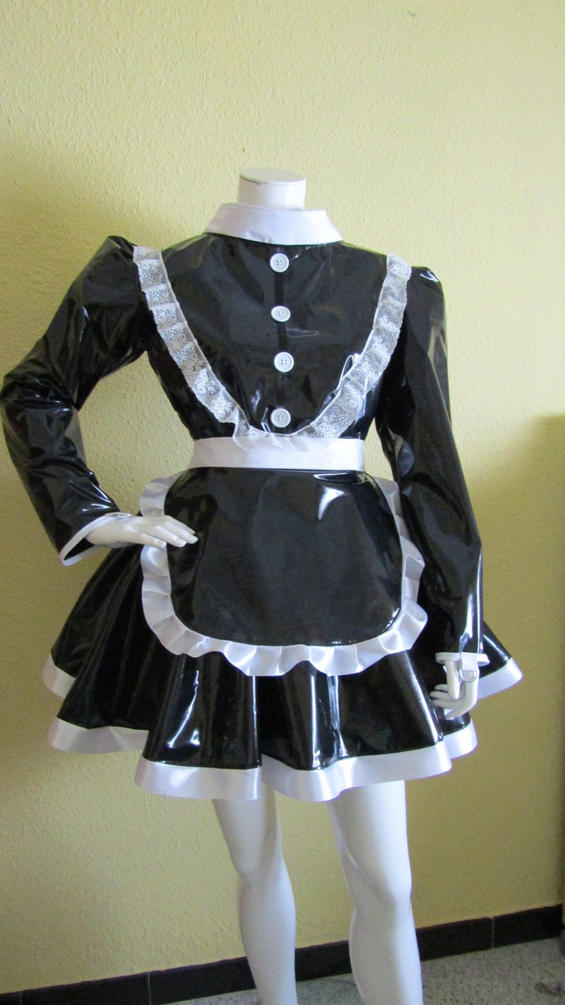 PVC Unisex Lockable Maids Dress. Black White or Pink Etsy