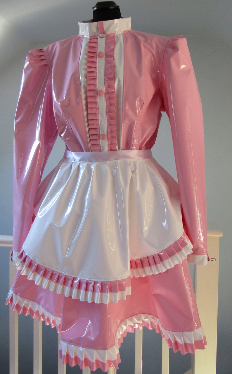 PVC Sissy Pink &amp; White Lockable Maids Dress | Etsy