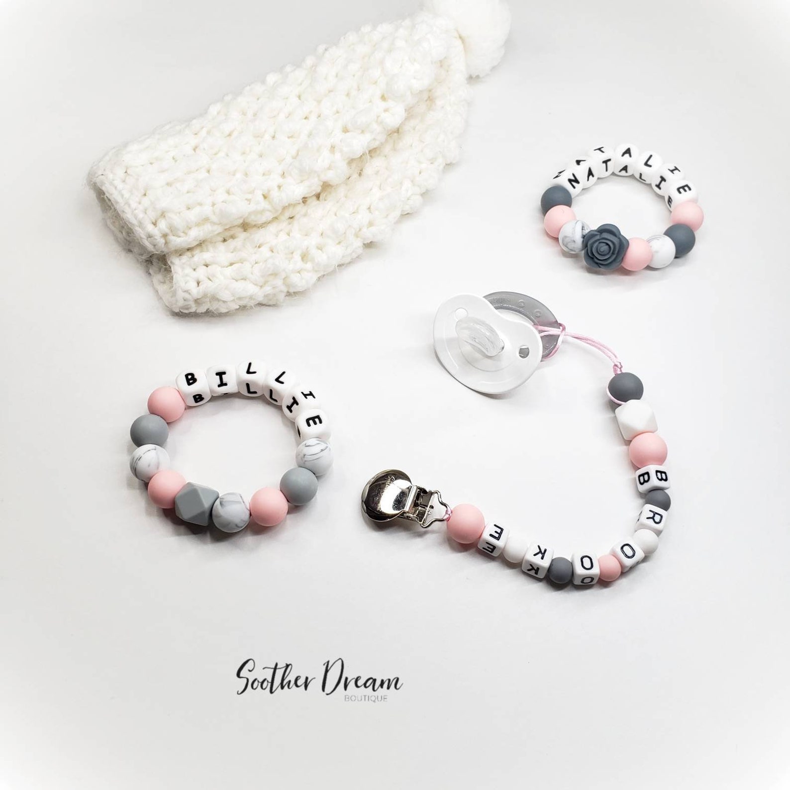 Baby Teething Ring with name silicone soft teether toy Etsy