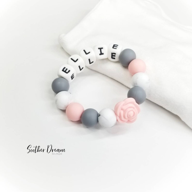 Baby Teething Ring with name silicone soft teether toy Etsy