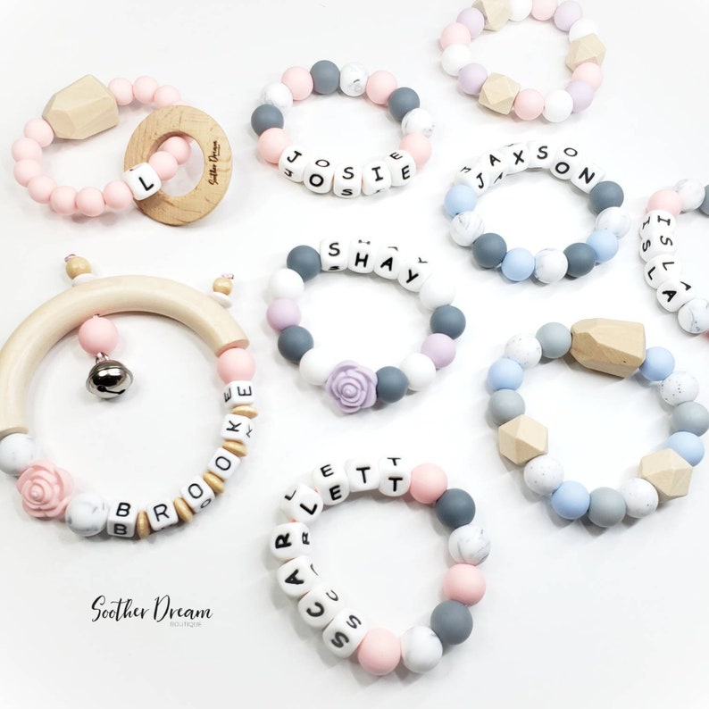 Baby Teething Ring with name silicone soft teether toy Etsy