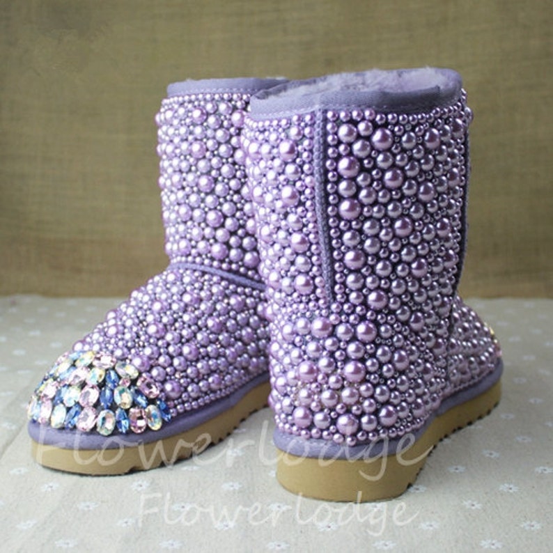 Lavender Women Boots Leather Wool Boots with Light Purple Etsy