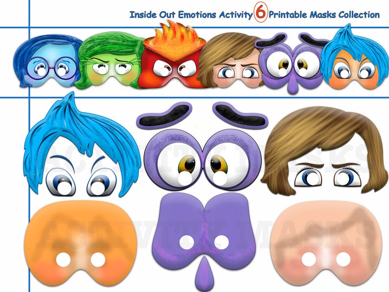 Unique Activity Emotions 6 Printable Masks costume | Etsy