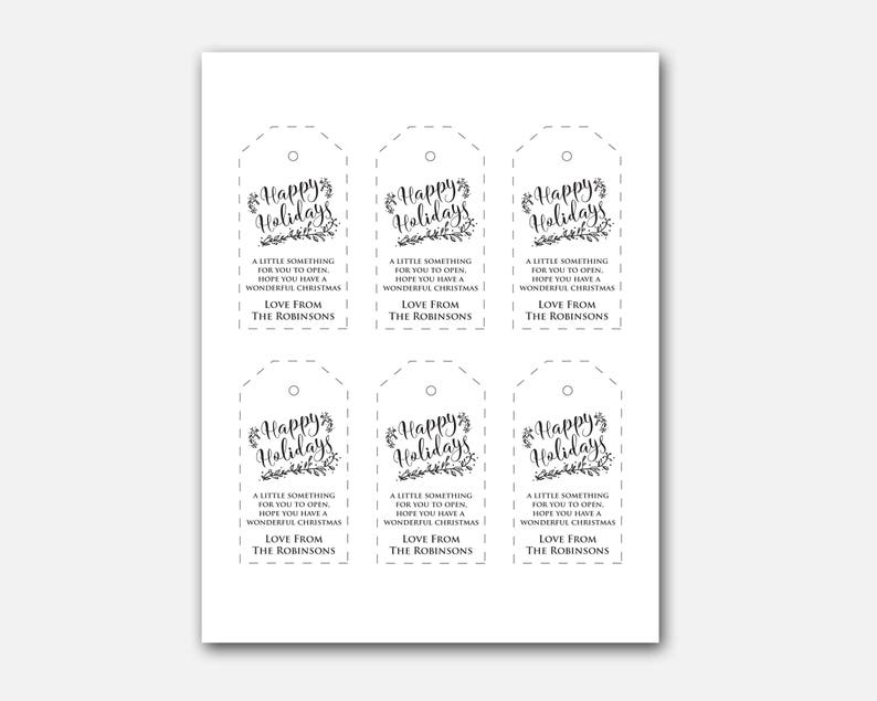 Printable Happy Holiday Tags Editable Tag Templates INSTANT | Etsy