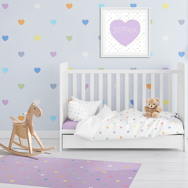 Love hearts girls twin bedding. Toddler girl bedding set. Girl Etsy