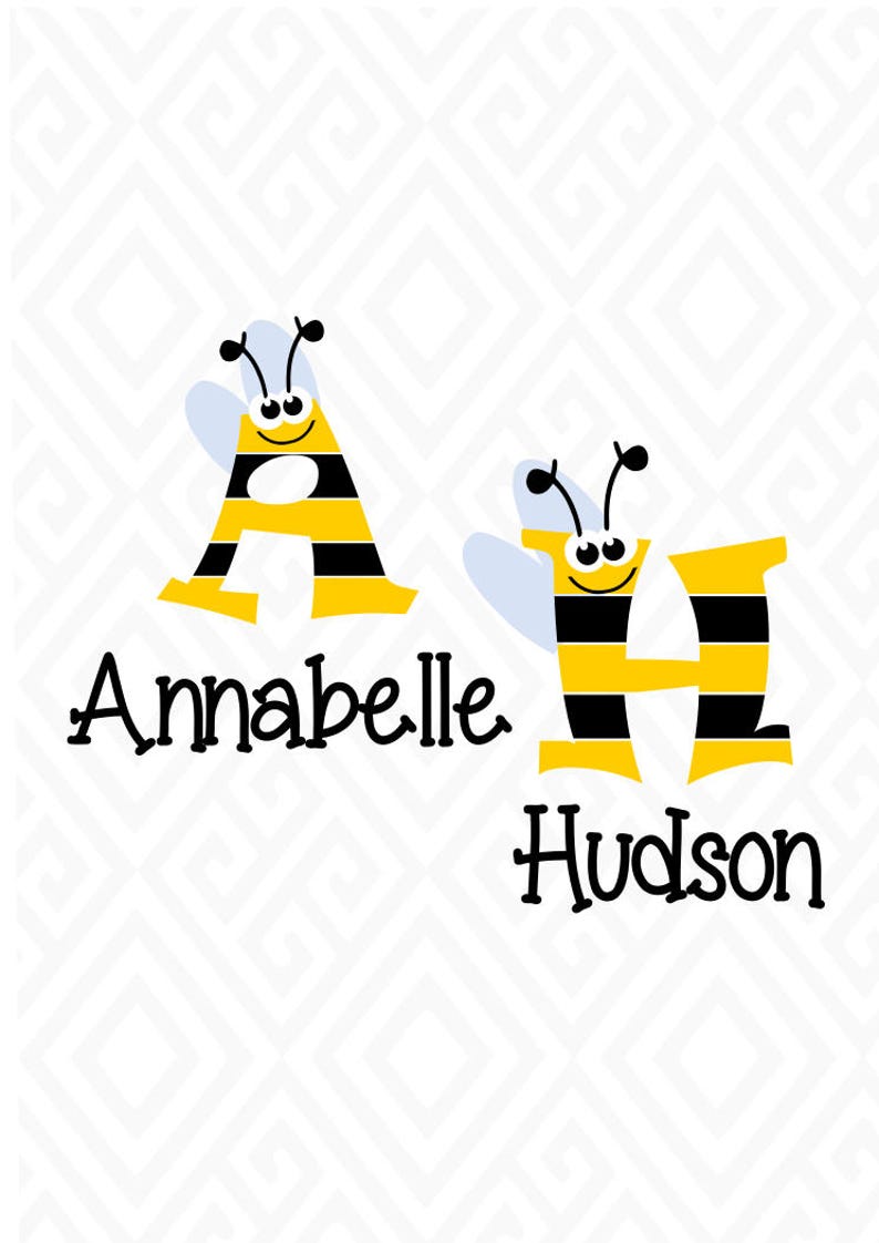 Download Bee Monogram Letters A Z SVG EPS Ai Png and Pdf Cutting | Etsy