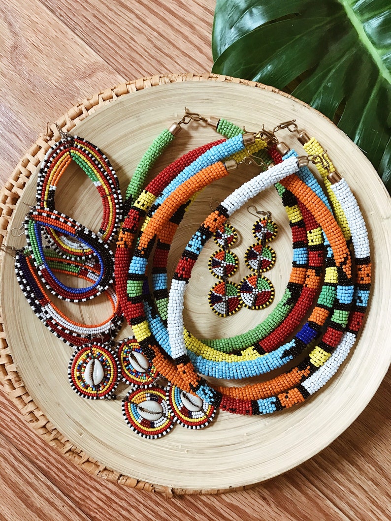 Kenyan Bead Necklace // Maasai African ChokerAfrican Jewelry Etsy