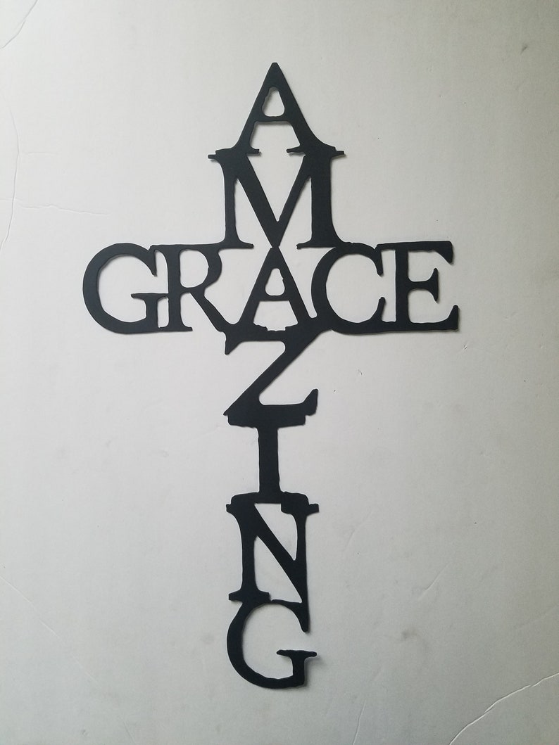 Amazing grace cross metal wall art cut from my plasma cutter Etsy