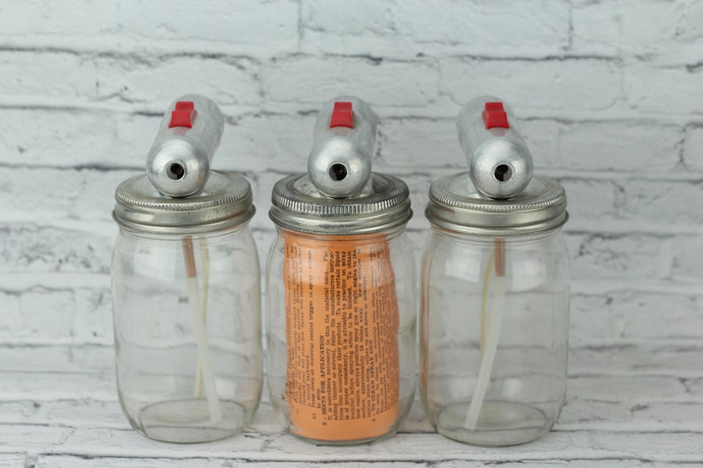 Vintage Mason Jar Sprayer Set Of 3 Spray Gun Unique Item Clear Etsy