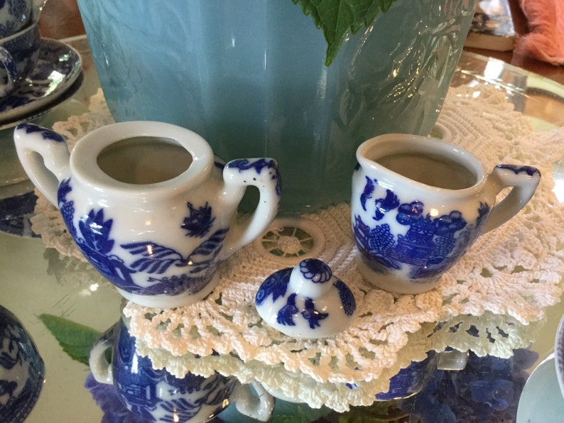 blue willow childs tea set