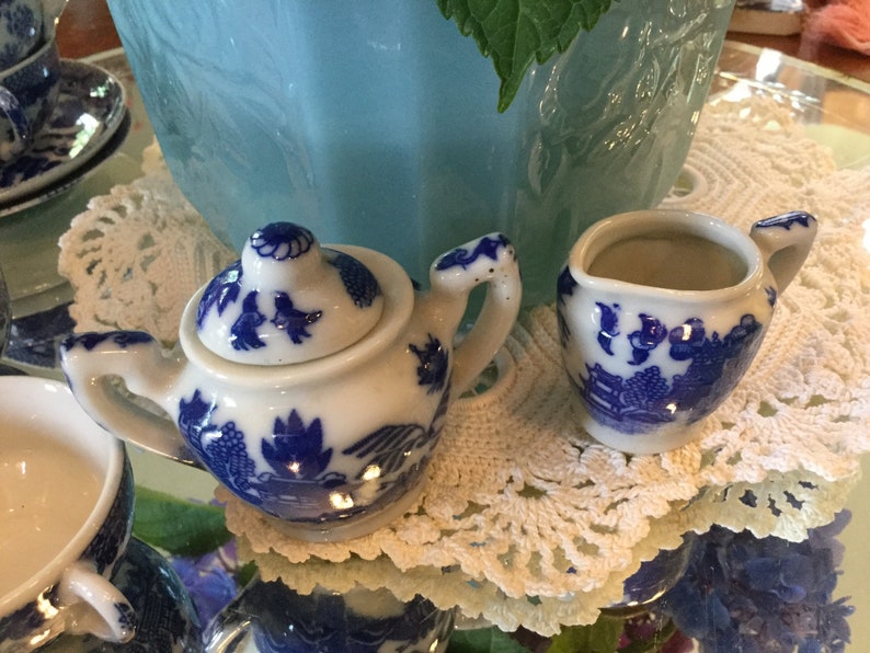 blue willow childs tea set