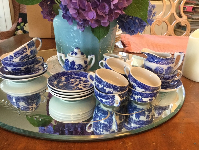 blue willow childs tea set