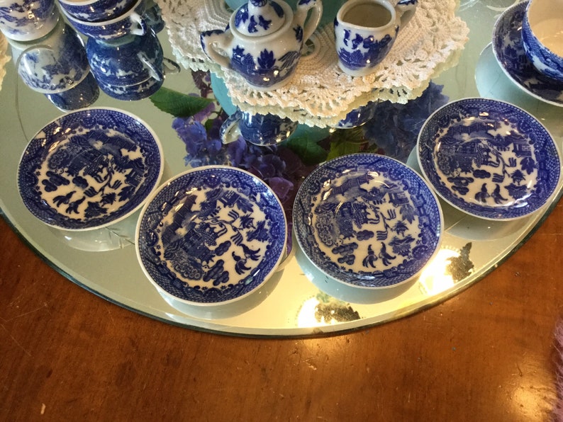 blue willow childs tea set