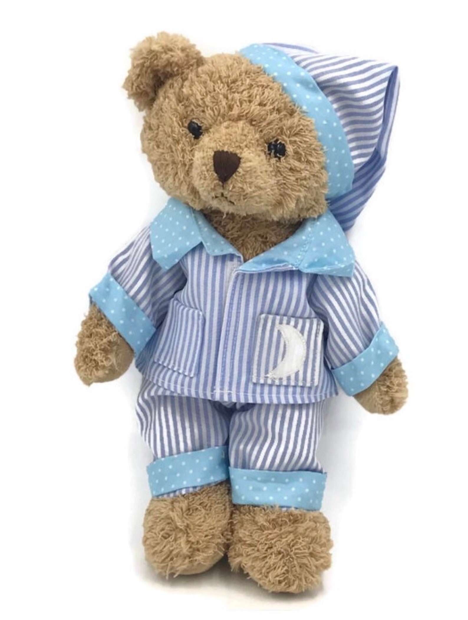 teddy bear wearing pyjamas