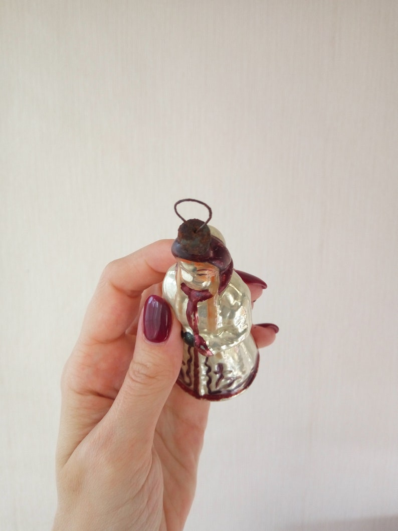 Snow maiden glass Christmas ornament vintage soviet retro New Year tree decorations bright and shiny mercury glass