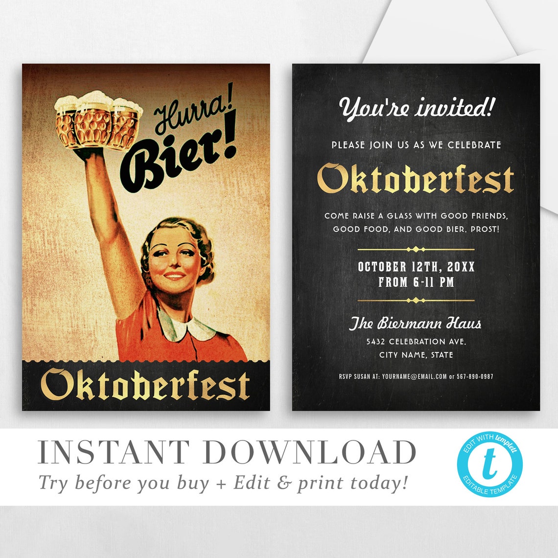 Oktoberfest Invitation Printable Editable Oktoberfest | Etsy