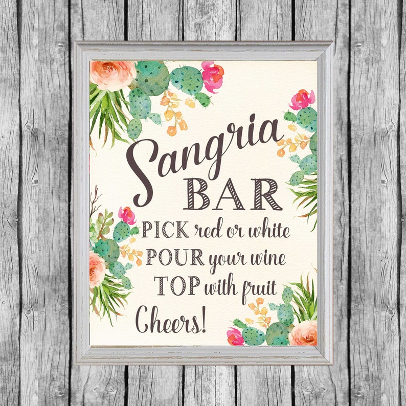 Sangria Bar Sign. Sangria Bar Printable. Bridal Shower Fiesta | Etsy