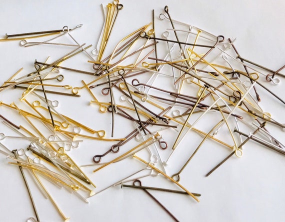 Assorted Size Gold Metal Mixed Eye Pins for Jewelry Making Earrings Crafts Tassels 19mm - 50mm 