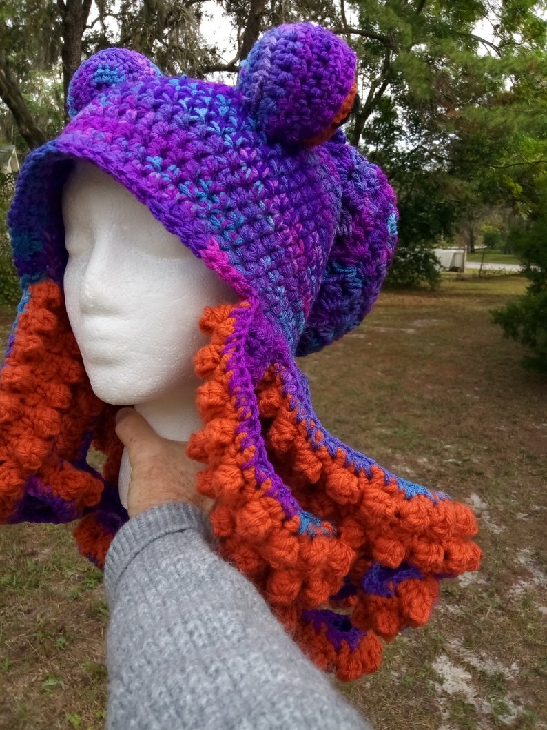 Octopus Adult Tentacle Hat Purple Grape Fizz and Carrot | Etsy