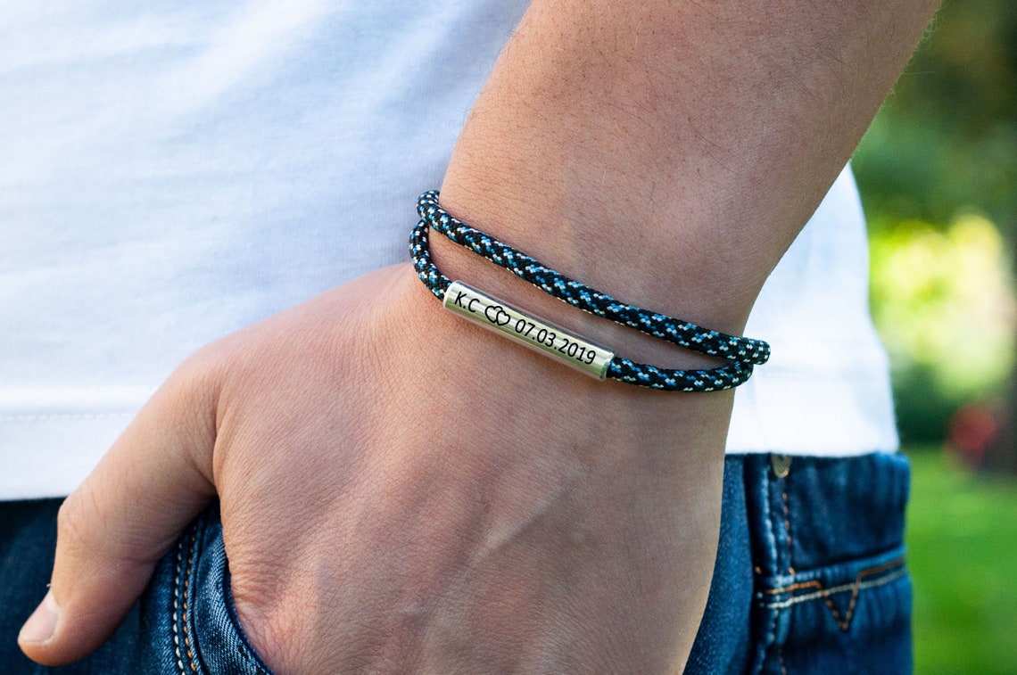 Mens bracelet personalized. Mens personalized bracelet. Etsy