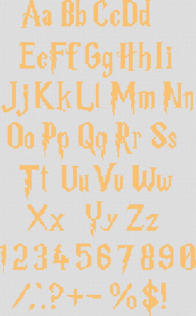 Harry Potter Cross Stitch font alphabet chart Monogram font | Etsy