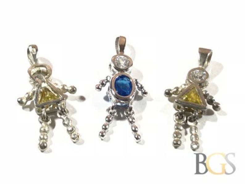 3 Take A Look! Lot Ladies Sterling Silver Topaz People Necklace Pendants