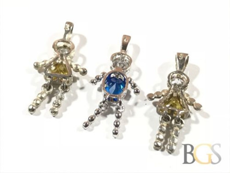 3 Take A Look! Lot Ladies Sterling Silver Topaz People Necklace Pendants