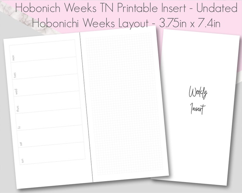Hobonichi Weeks Printable Inserts Weekly Inserts with the | Etsy