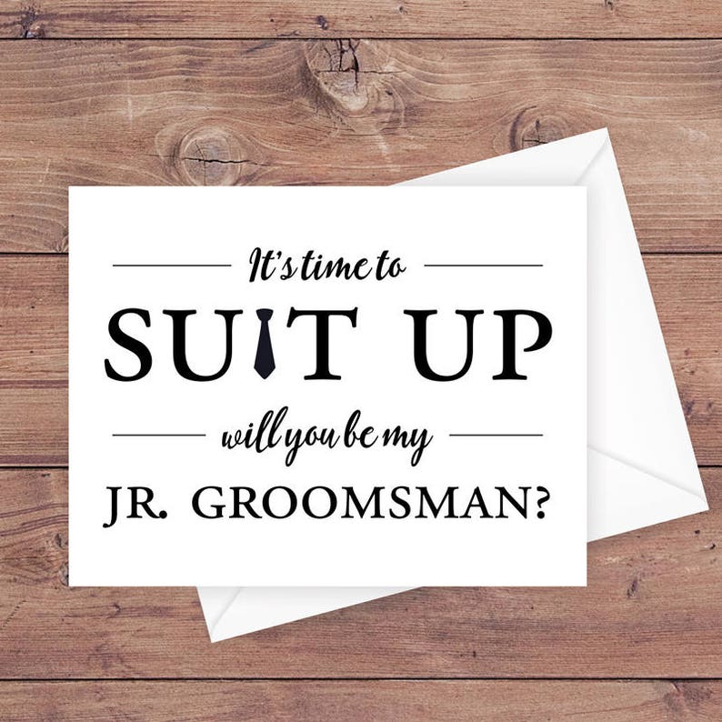 Will you be my Jr Groomsman card it's time to suit up | Etsy