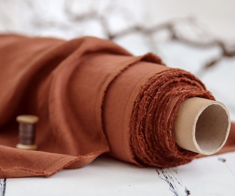 Linen Fabric. Burnt Orange Linen. Medium Weight Linen. Baltic | Etsy