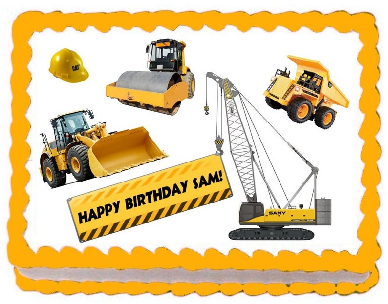 Construction Equipment TrucksEdible Image Cake Topper Etsy